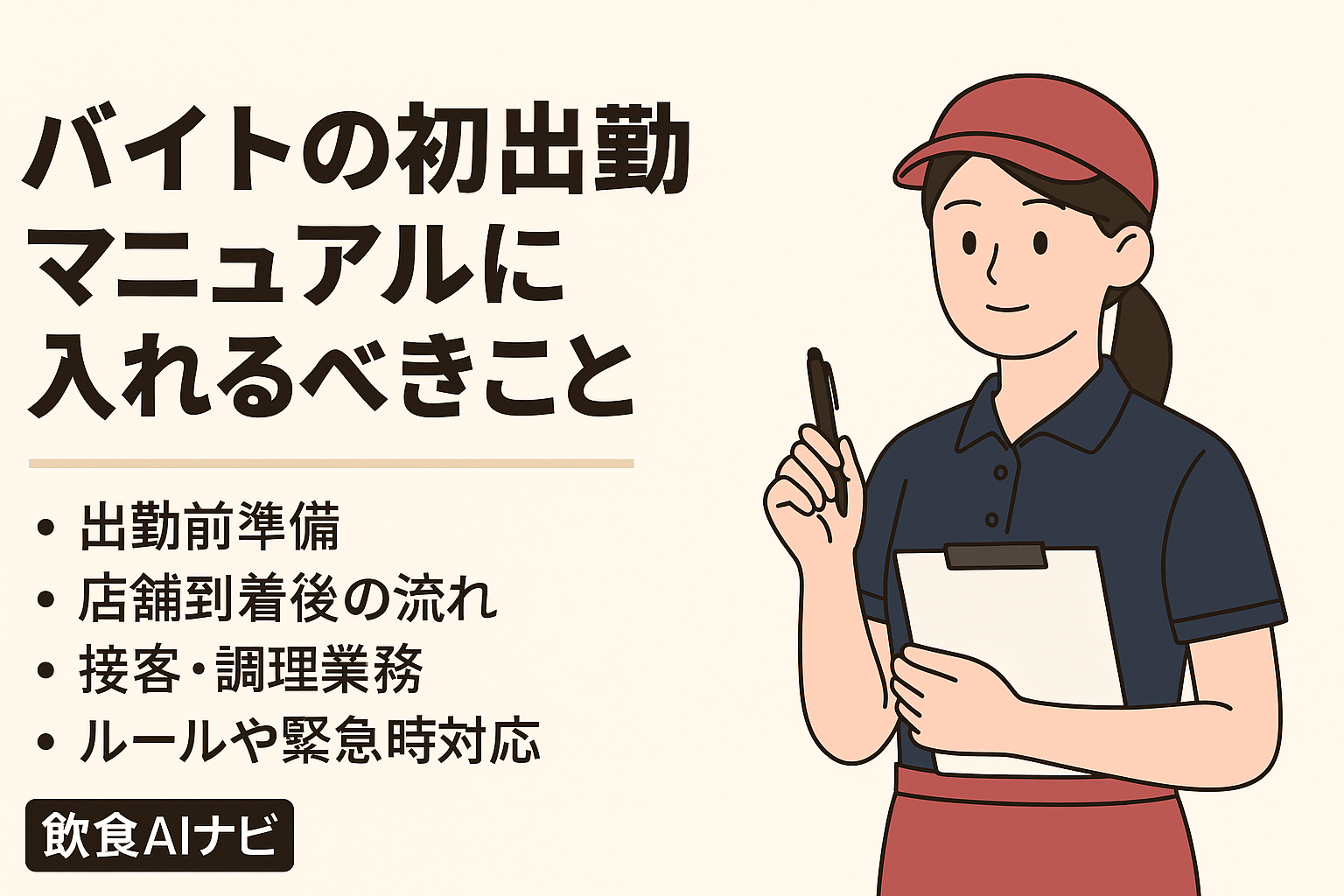 バイトの初出勤マニュアルに入れるべきこと｜飲食店新人教育の完全ガイドの画像