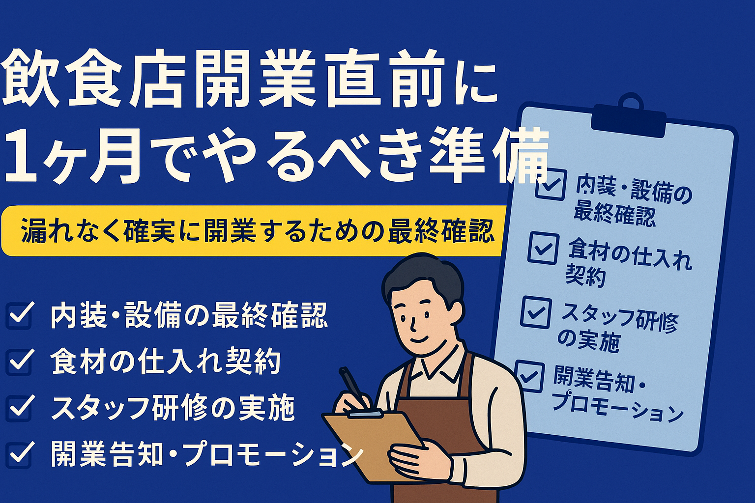 飲食店開業直前1ヶ月でやるべき準備チェックリスト｜漏れなく確実に開業するための最終確認の画像