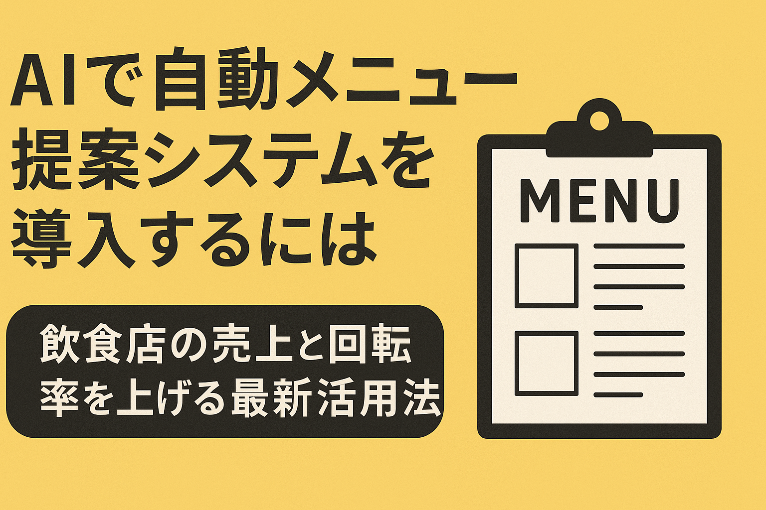 AIで自動メニュー提案システムを導入するには｜飲食店の売上と回転率を上げる最新活用法の画像