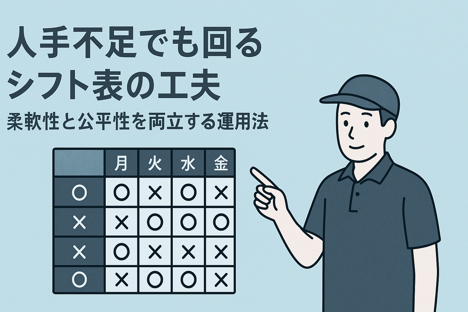 人手不足でも回るシフト表の工夫｜柔軟性と公平性を両立する運用法の画像
