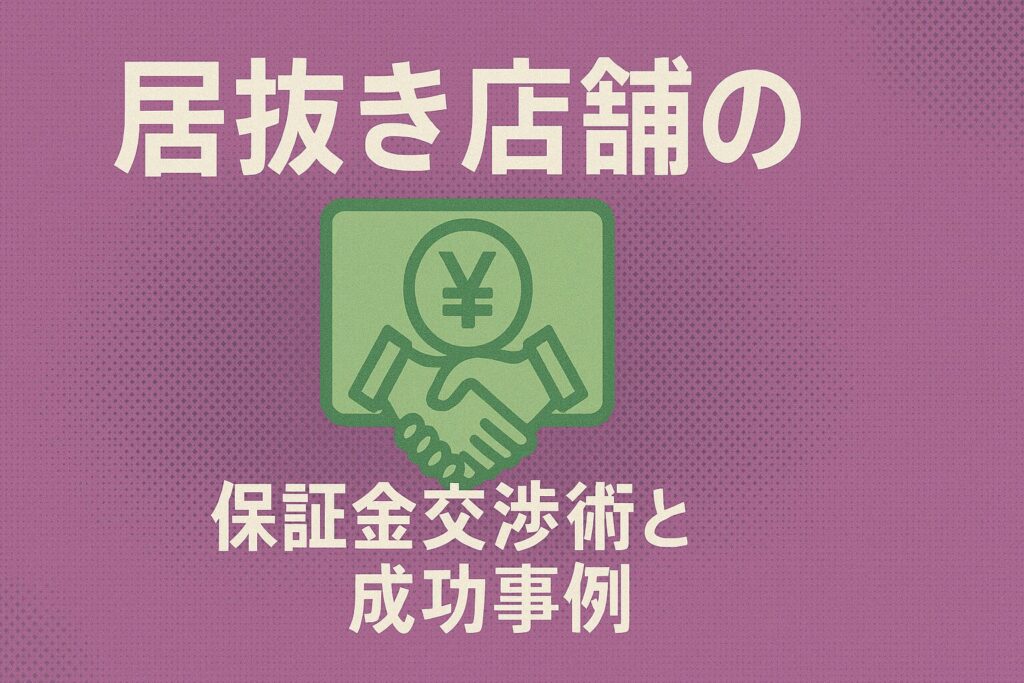 居抜き物件の保証金交渉術｜初期費用を削減した成功事例と交渉カード