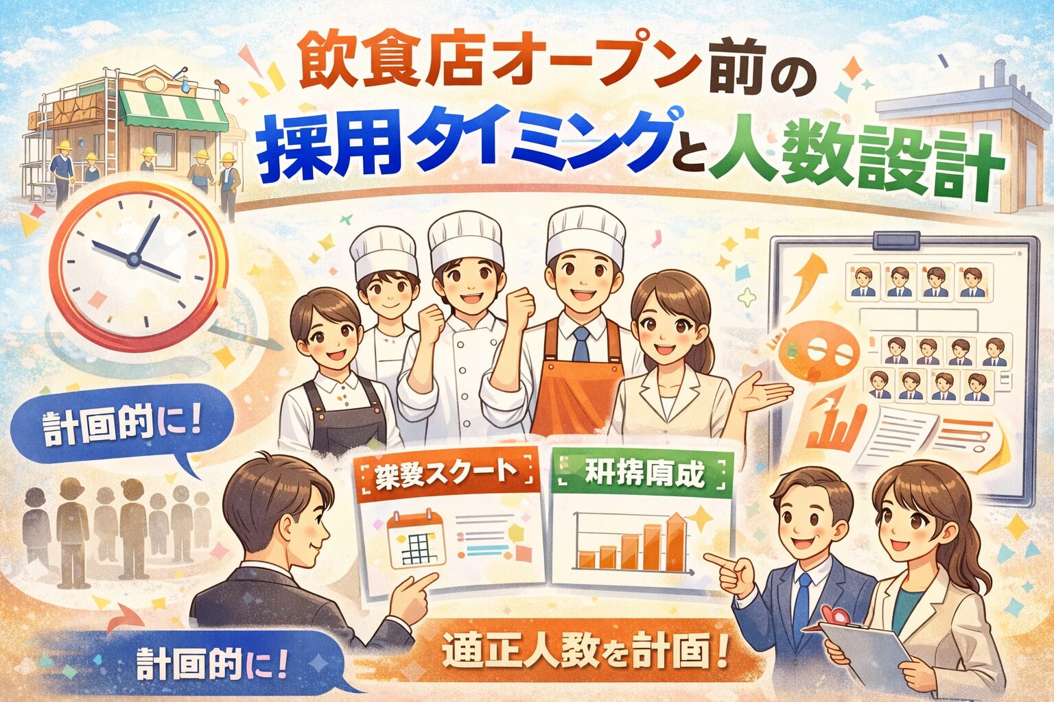 飲食店オープン前のスタッフ採用タイミングと人数設計|失敗しないための逆算スケジュールの画像